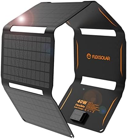 FlexSolar 40W Foldable Solar Panel Charger with USB-C and USB-A Outputs for Phones, Power Banks, Tablets - Waterproof for ...