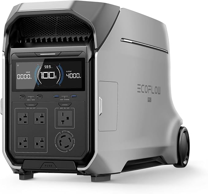 EF ECOFLOW DELTA Pro 3 Portable Power Station, 4096Wh LFP Battery, Expandable to 48kWh, 120/240V 4000W AC Output, Solar Generator for Home Use, Camping Accessories, Emergencies, Po
