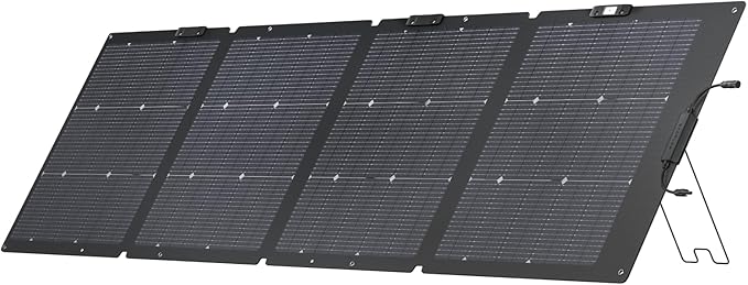 EF ECOFLOW 220W Portable Solar Panel, Bifacial Design Up to 25% Conversion Efficiency N-Type Solar Cell, with Adjustable Kickstand, IP68 Waterproof, Foldable Solar Panel for Campin
