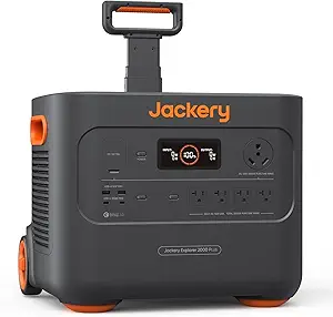 Jackery Explorer 2000 Plus Portable Power Station, 2042Wh LiFePO4 Solar Generator, 3000W AC Output, Expandable to 24kWh, UPS Home Backup for Emergency Camping RV Off-Grid(Solar Pan