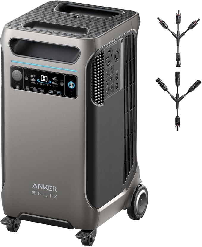 Anker SOLIX F3800 Portable Power Station, 3840Wh, LiFePO4 Batteries, Ultra-High 6000W AC Output with 120V/240V, Solar Generator for Home Backup, RVs, Emergencies, Power Outages, an