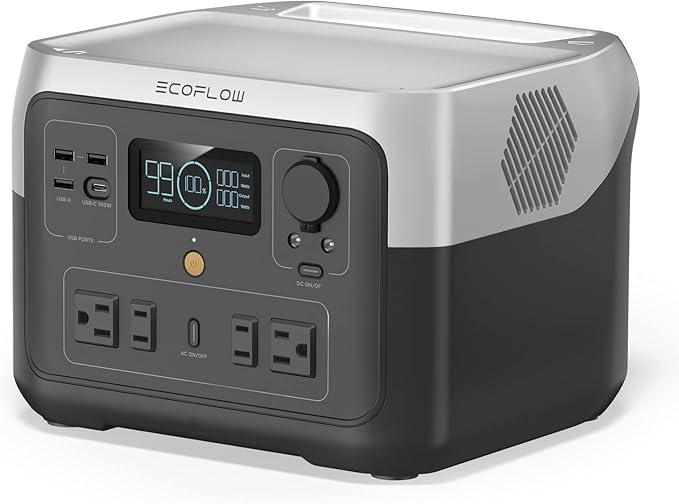 EF ECOFLOW Portable Power Station RIVER 2 Max, 512Wh LiFePO4 Battery/ 1 Hour Fast Charging, Up To 1000W Output Solar Generator (Solar Panel Optional) for Outdoor Camping/RVs/Home U