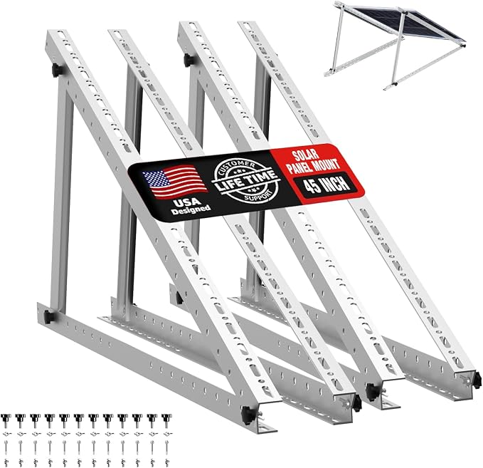Solar Panel Mount Brackets, 2 Sets 45 inch Adjustable with Foldable Ti — Build quality and design details up close