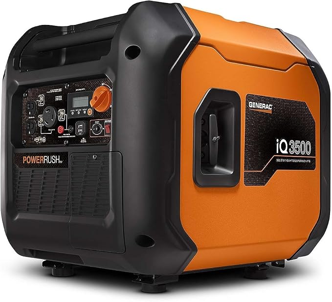 Generac 7127 iQ3500 3,500-Watt Gas-Powered Portable Inverter Generator - Durable, Lightweight Design - Speed Selection for Quiet Performance or Maximum Power - CARB Compliant - Ora