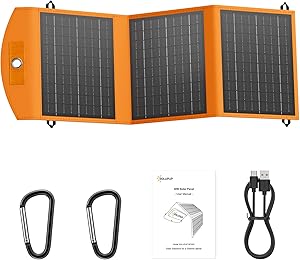 SOLUPUP Solar Panels 30W Portable Foldable Solar Charger with 5V USB-A and USB-C Fast Char