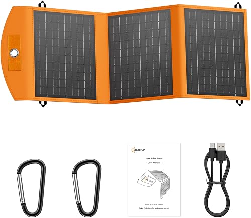 SOLUPUP Solar Panels 30W Portable Foldable Solar Charger with 5V USB-A — Our recommended configuration for best results
