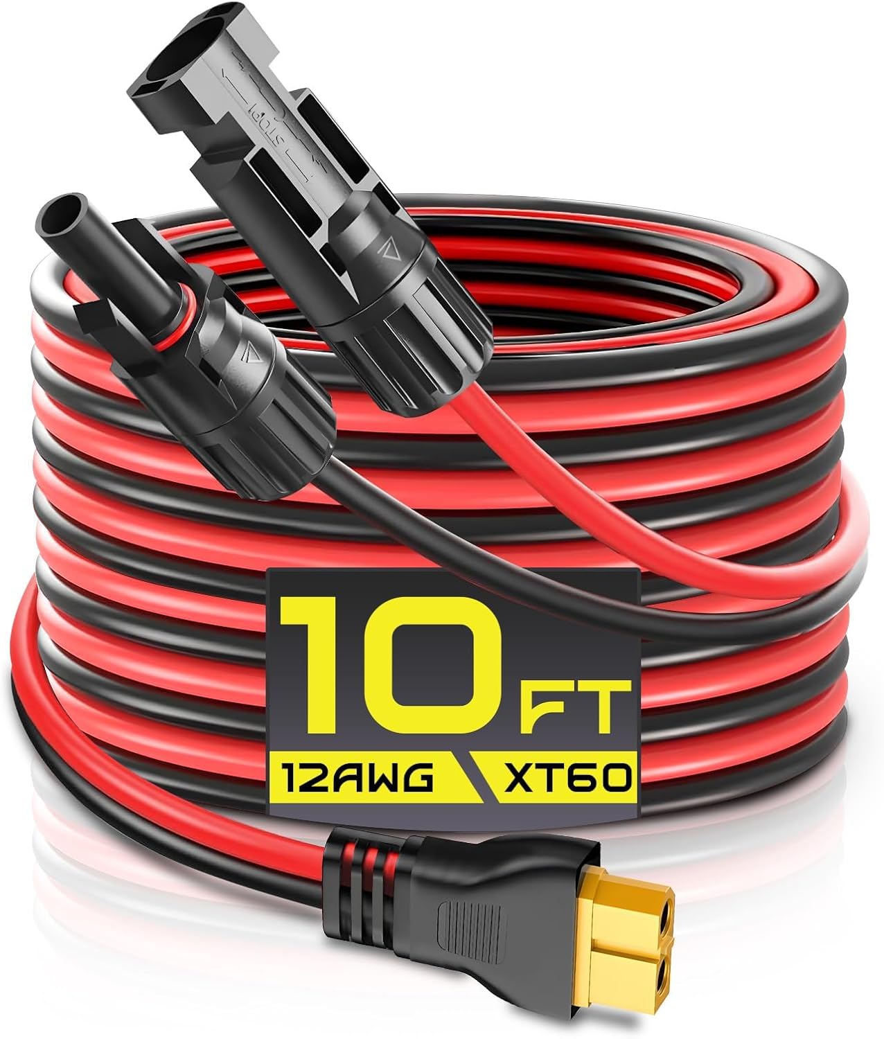 10FT 12AWG XT60 Solar Charging Cable, GIBBAB Solar Panel Connector to XT60 Extension Charge Adapter Cable with Caps & Wire...