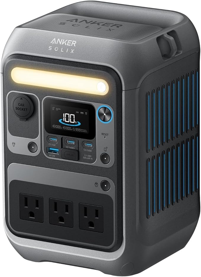 Anker Portable Power Station SOLIX C300, 288Wh LiFePO4 Backup Battery, 300W Solar Generator, 140W Two-Way Fast Charging, for Camping, Hunting, Travel, Blackout & Emergencies (Solar