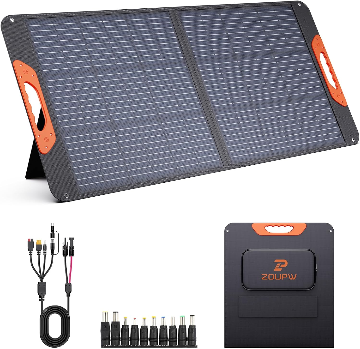 ZOUPW 100W Portable Solar Panel with 5-in-1 Cable,23.5% Efficiency Mono Foldable Solar Charger for Jackery 300/Ecoflow Riv...