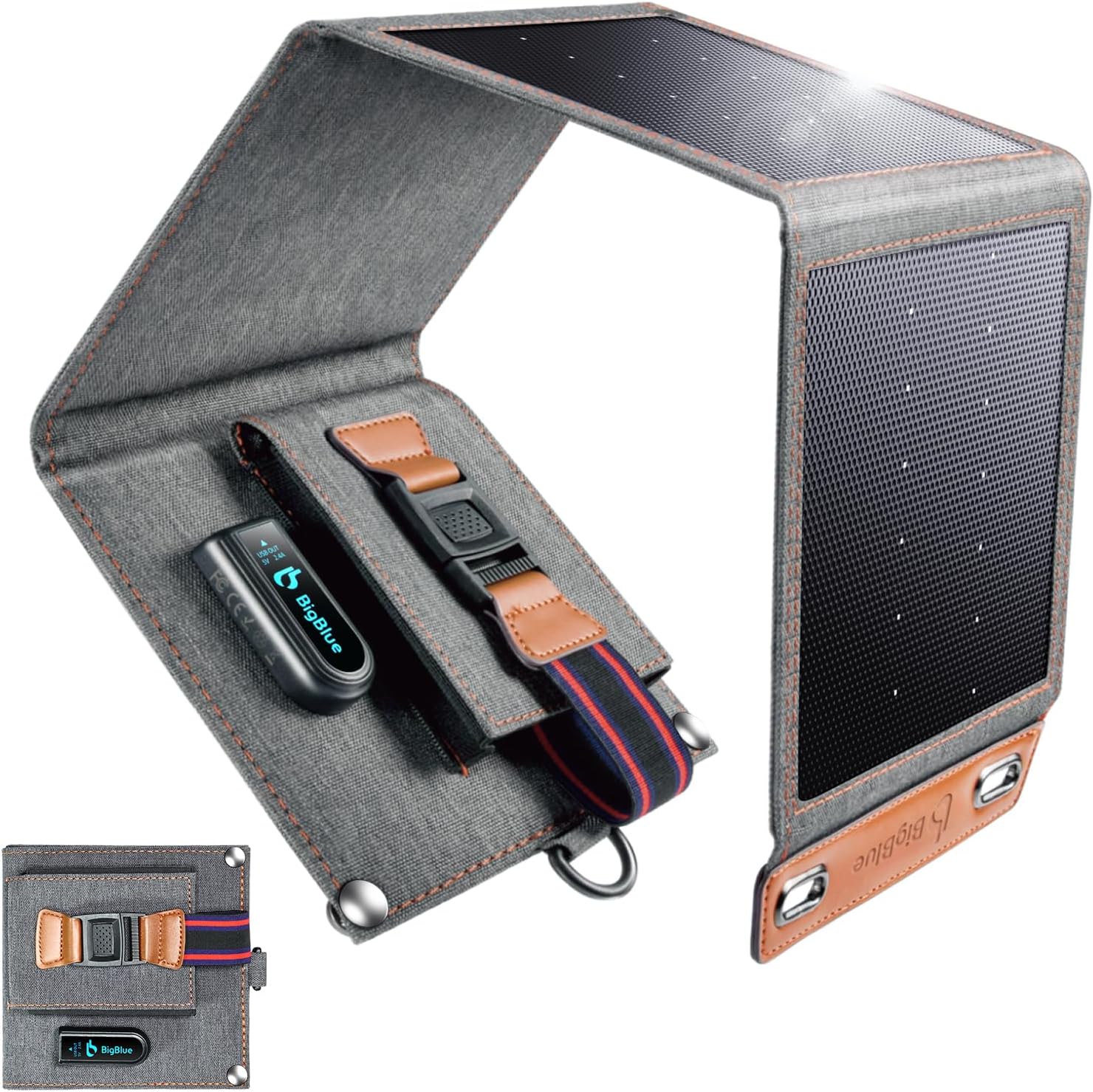 [Upgraded Tiny Solar Charger] BigBlue 14W SunPower Solar Panels with USB-A Port(5V/2.4A Max), IPX4 Waterproof, Portable So...