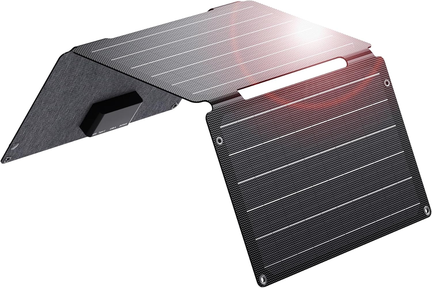 BigBlue 30W Solar Panel Charger with Fast Charging USB-A, USB-C and DC Ports, IP68 Waterproof, Portable Folding Solar Char...