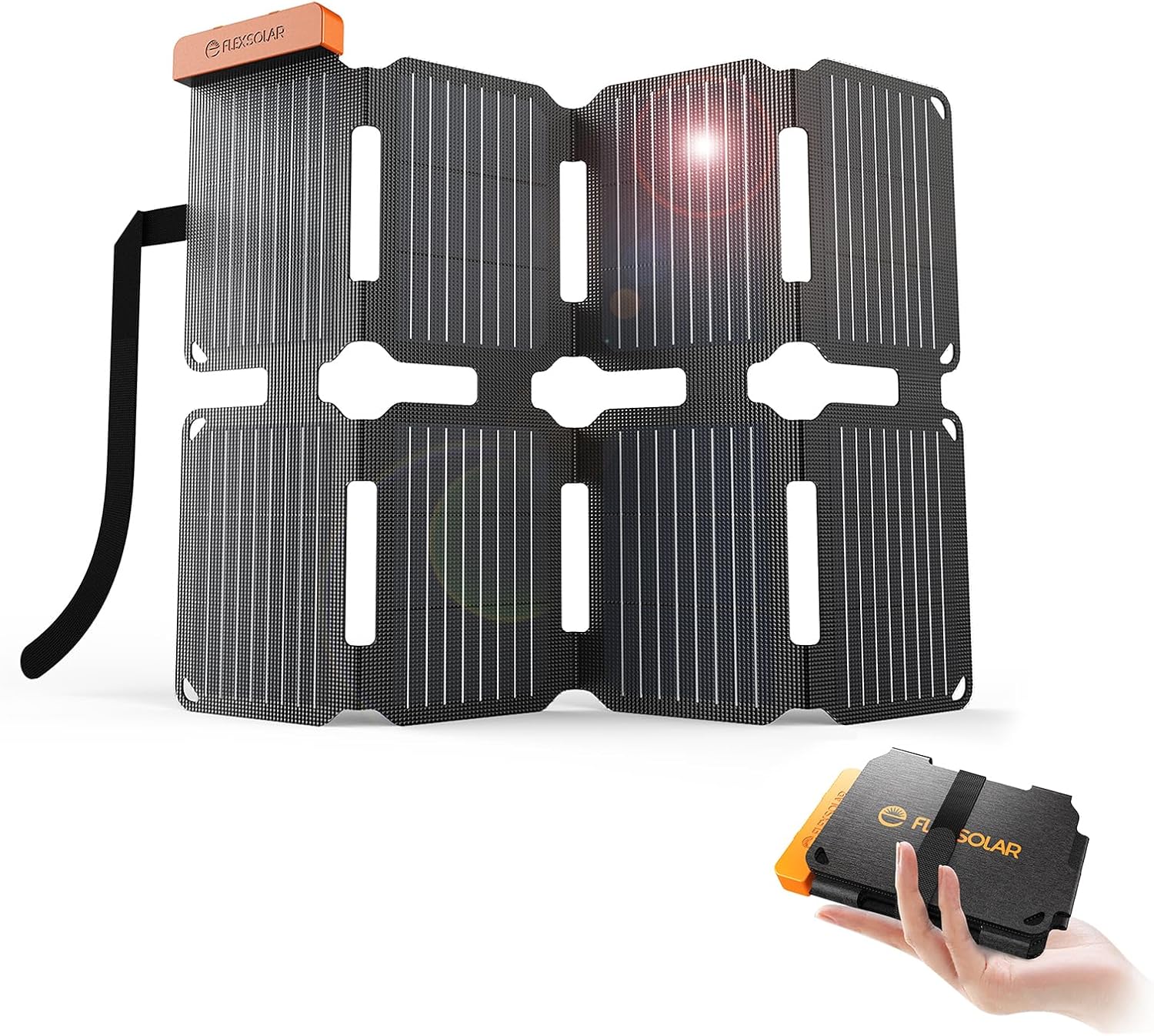FlexSolar 25W Ultra-Portable Solar Panel Charger with Quick Charge, USB-A & USB-C Ports, Ultra-Lightweight for Outdoor Eme...