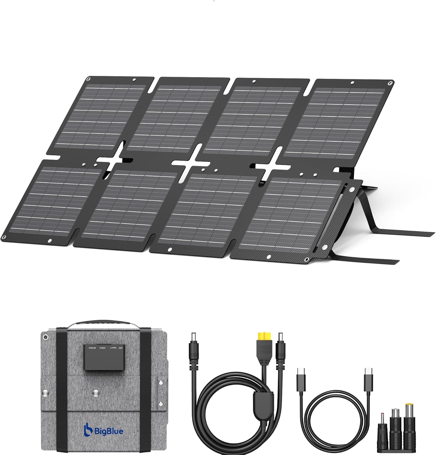BigBlue 60W Portable Solar Panels with PD 45W USB-C, 20W USB-A, DC Port for Power Station, Phone, Power Bank, Tablet, IP68...