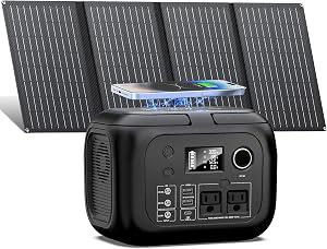 SinKeu Solar Powered Generator 300W Peak/70400mAh, 260Wh Portable Power Station with Panel